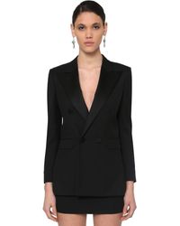 Saint Laurent Blazer En Gabardine De Laine - Noir