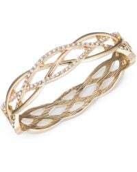 Lyst Guess Handcuff Style Bangle Set With Charms Bracelet In Metallic Anne Klein Gold Tone Braided Style Pavé Bangle Bracelet Lyst