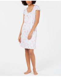 Miss Elaine Flutter-sleeve Printed Nightgown - White