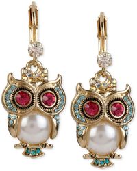 Lucky Brand Silver And Gold Tone Shaky Owl Earrings In Lucky Brand Silver And Gold Tone Shaky Owl Earrings In