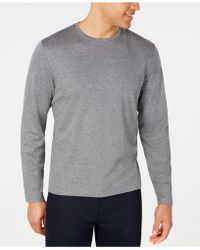 Alfani Men/'s Heather Long-Sleeve Split Crewneck T-Shirt