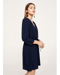 Lyst - Mango Stitched AppliquÃ© Flowy Dress in Black