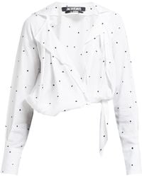Jacquemus Figari Embroidered Cropped Shirt - White
