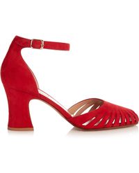 Saint Laurent Paris Red Leather Tribute Platform Sandals 