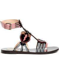Valentino Love Blade Patent-leather Flat Sandals - Black