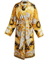 Versace La Coupe Des Dieux Baroque Print Silk Robe - Yellow