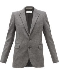Saint Laurent Single Breasted Wool Blazer - Gray