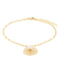 Ancient Greek Sandals Coin Charm And Faux Pearl Anklet - Multicolour