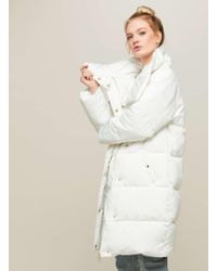 Lyst Adpt Slumber Long Duvet Jacket In Blue Miss Selfridge White Duvet Puffer Jacket Lyst