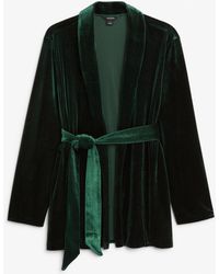 Monki Velvet Wrap Blazer - Green