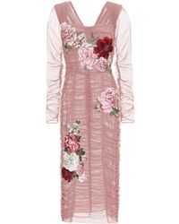 Lyst - Dolce & gabbana Viscose Lace Dress in Pink