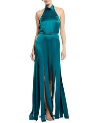 Women S Escada Maxi And Long Dresses Escada Halter Neck Sleeveless Silk Satin Evening Gown W Car Wash Hem