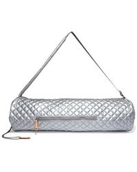 Leather Trimmed Metallic Quilted S Yoga Mat Bag