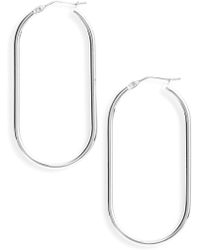 Lyst Chanel Earrings Oblong Fake Pearl Logo Cc White Gold Bony Levy 14k Gold Oblong Hoop Earrings Nordstrom Exclusive Lyst