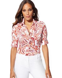 New York & Company Paisley Madison Stretch Shirt - 7th Avenue - Red