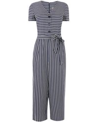 Oasis Stripe Button Jumpsuit - Blue