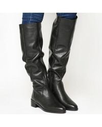 Lyst Office Nighthawk Stud Black Leather In Office Kove Flat Slouch Boot Lyst