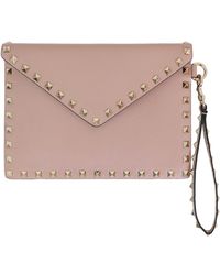 Valentino - Small Rockstud Envelope Pouch Smooth Leather Poudre - Lyst