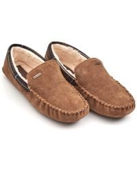 Lyst - Shop Men's Barbour Slip-ons from $32 Barbour - Lifestyle Monty Moccasin Camel Slippers - Lyst