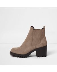 river island beige round toe chelsea boots
