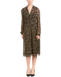Lyst - Anne klein Paisley Print Fit-and-flare Dress in Brown