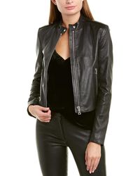 Theory Bavewick L New Stretch Leather Jacket - Black