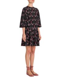 Valentino Love Blade Printed Silk Dress - Black