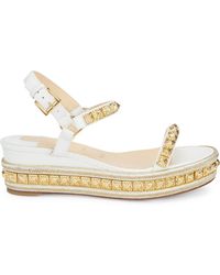 christian louboutin pyraclou iridescent spike wedge espadrille sandals