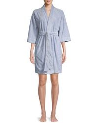 Carole Hochman Embossed Three Quarter-sleeve Robe - Blue