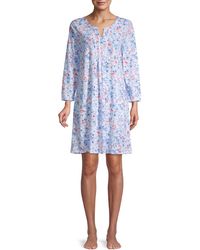 Carole Hochman Floral-print Cotton-blend Nightgown - Blue