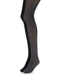 Hue Control Top Tights/two Pack - Black