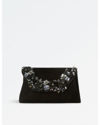 dune black suede clutch bag