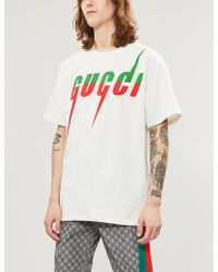 Lyst - Gucci Men's Lightning Logo Crewneck T-shirt in White for Men