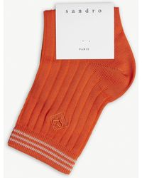Sandro Logo Glitter Stripe Cotton-blend Socks - Orange