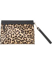 dune leopard clutch bag