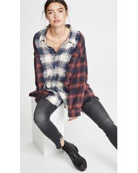 R13 Drop Neck Combo Workshirt - Blue