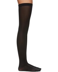 Wolford Black Fatal 80 Seamless Stay Up Socks