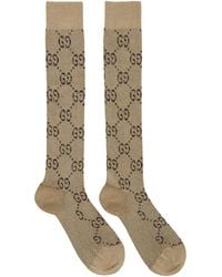Gucci Beige And Brown GG Supreme Socks - Natural
