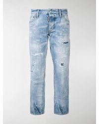 DSquared² Cropped Distressed Jeans - Blue