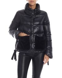 Herno Piumino nero con tasche in eco-pelliccia