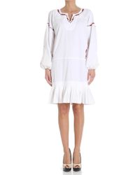 Lyst Mes Demoiselles Folk Embroidered Cotton Gauze Dress In Natural