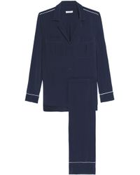 Equipment Avery Washed Silk Pajama Set - Blue