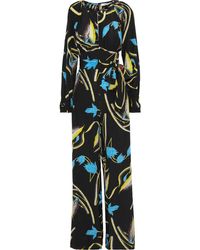 Diane von Furstenberg Long Sleeve Front Tie Jumpsuit - Black