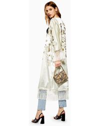 TOPSHOP Embellished Fringe Kimono - Natural