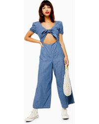 TOPSHOP Combi-pantalon vichy - Bleu