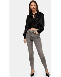 TOPSHOP Jagged Hem Jamie Jeans - Gray