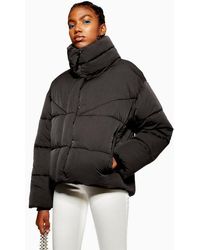 TOPSHOP Black Wrap Padded Puffer Jacket