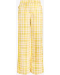 Tory Burch Plaid Wide - Leg Pants - Yellow