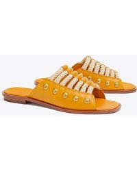 tory burch rope fringe leather slides