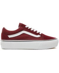 96.369.68 Bordeaux Combi Sneaker Veterschoen in het rood voor dames Vans Lage Sneakers Old Skool Platform in het Wit Lyst